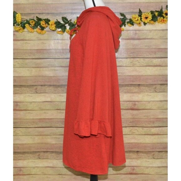 Southern Stitch Ladies Red Hooded Bell Sleeves Pullover Sweatshirt Dress Size XL - Picture 8 of 14